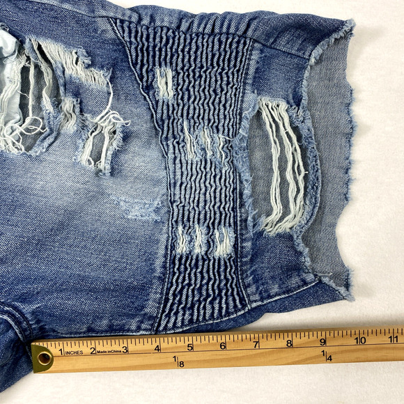 Carbon Jean Shorts Mens Size 38 Destroyed Denim Raw Hem‎ Grunge Moto Skater - Picture 9 of 11